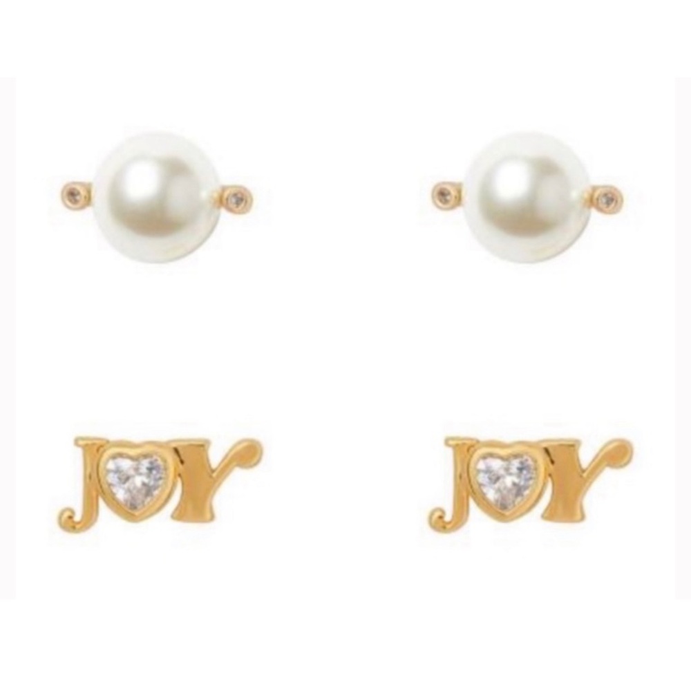 KATE SPADE • Gold Say Yes Joy Pearl Earrings Two Pair Set